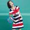 Custom wholesale fashion auto strip girls casual hooded dress with pocket