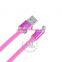 High quality Flat TPE colorful transparent Micro USB cable for mobilephone/tablet PC