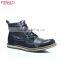 Navy Burnished Leather Lace-up Mens Casual Martin Boots