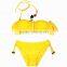 In Stock! RELLECIGA Jungle Jewel Fashion Bandeau Bikini Swimwear - Classic Solid Yellow With 1/2 Mild Push-up Cup