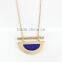 2015 Newest Short Gold Metal Half Round Natural Stone Necklace