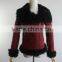 2015 Breaking Style Sheep Fur Short Jacket Lamb Fur Wine Red Color Coat With Zipper Closed