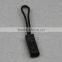 cheapest nylon shape plastic zip puller, black color plastic zipper puller with black metal zipper slider