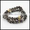 kjl-cst 108 Gold and silver skull head men bracelet charm natural fish eye stone beads women bracelet