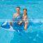OEM blue pvc inflatable dolphin rider, pool ride on toys