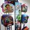 Red metal hanging bag display stand