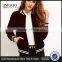 MGOO Women Burgundy Velvet Bomber Jacket With Striped Trim Plain Baseball Jacket Zipper Closure
