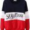 Cute Ladies Crewneck Sweatshirt OEM Pullovers Letters printed Loose Fit Sweatshirt Color block Hoodie Sweater Wholesale