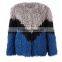 YR1030 New Style Ladies' Real Curly kalgan Lamb Fur Jacket Patchwork Contrast Color Fur Coat