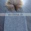 Wholesale cashmere beanie hat with detachable raccoon fur pom poms