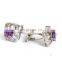 Mens Shirt Cufflinks Purple Crystal Wedding Cufflinks