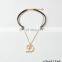 Layered brown handknitted leather necklace jewelry initial pendant gold necklace sets