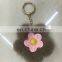 colorful flower shape mink fur ball keychain