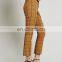 New Pants Design Spring Fashion Cotton Check Plaid high waisted casual pants for Girl