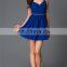 China Supplier Royal Blue Formal Short V-Neck Chiffon Party Dress Patterns
