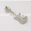 Made in China Cute Silver/Gold Plated Rhinestone Guitar Brooch For Women