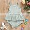 Solid pit stripe children's four color optional sleeveless suspender top and shorts two-piece set