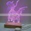 Customized USB Acrylic Board With Wood Lamp Base Kids 3D Led DIY Night Lights