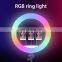 Dimmable 18 inch makeup ring light led circle selfie ring light with cell phone holder 2.1m tripod stand