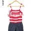 Bulk wholesale kids clothing singlet stripe denim custom made jumpsuit