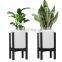 Natural Bamboo Plant Stand Planter Holder Painted Black Indoor Outdoor with Flower Pot Coaster Adjustable Width 8-12 Inches