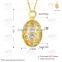 18k Golden Plated Water Drops Link Chain Necklace Elliptical Zircon