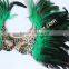 New Products 2016 Venetian Green Cock Feather Mask With Cloth Halloween Mask For Party And Stage Decoration