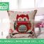 hot sell cute owl printing 45cm*45cm square linen pillow