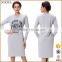 Grey Crew Neck Long Sleeve Rough Blank T-Shirt Dress Made In China
