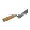 Margin trowel w/wooden handle, carbon steel finishe blade