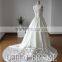 Latest Design V-neck Sleeveless Open Back Satin Train Sequined Lace Wedding Dresses China