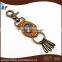 vintage design gunmetal metal alloy key chain with leather pad