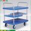 Noiseless 3 Tiers Stainless Steel Wheel Stay Platform Cart Metal Hand Platform Truck