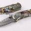 OEM Damascus Small abalone pure copper folding knife