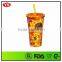 Customized BPA Free 20 ounce plastic tumbler with straw for drinking