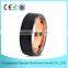 7MM Tungsten Carbide Ring, Black & 18K Rose Gold Pipe Cut Brushed Tungsten Carbide Ring, Fashion Tungsten Wedding Band Ring