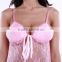 Pink lace see through beautiful girl sexy babydoll hot bed night dress