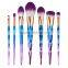 Wholesale high quality 7pcs rainbow handle cosmetic makeup brush set for women