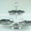 Stainless Steel Stock Ceramic Three Layer Silver Cake Stand Holder Fruit Plate