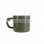 Customer printed Sublimation Enamel Camping Mug With Stainless Steel Rim/rolled Rim gift mug