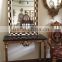Square marble top handmade baroque corner console table