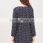 Guangzhou Fashion Clothing OEM Navy Zipper Back Worsted Grid Short Dress