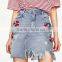 Runwaylover 131 Ladies 2017 Fashion High Waist Embroidery Denim Skirt