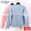 Women Pink Sweater Snowflake Pattern Christmas Pullover