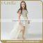 Top Sale High Quality Short Sleeve Ivory Flower Girl Dress With Tail For Girls