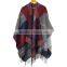 women winter tartan soft cashmere feeling oversized plaid tartan blanket scarf