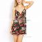 nighties deep v fancy floral chiffon brace short dress trimmed with agaric laces