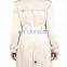 OEM Ladies beige long cotton coat double breasted style custom coat trench
