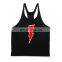 Mens T back black print custom made training singlet