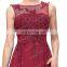 Grace Karin Plus Size Sleeveless V-Back Wine Red Chiffon Evening dress for Fat Women CL007555-5